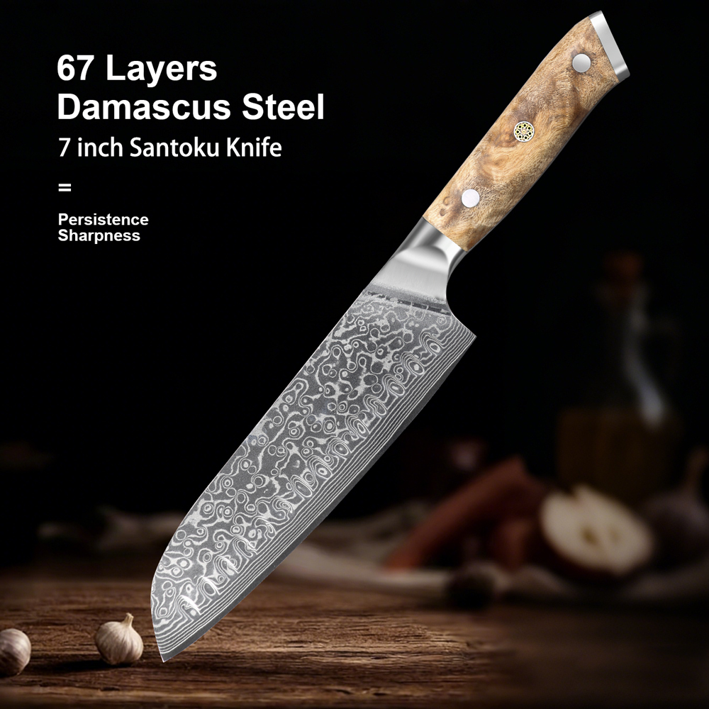 Kitchen Appliances Luxury - Şam Mutfak Bıçağı 7.1 İnç Santoku