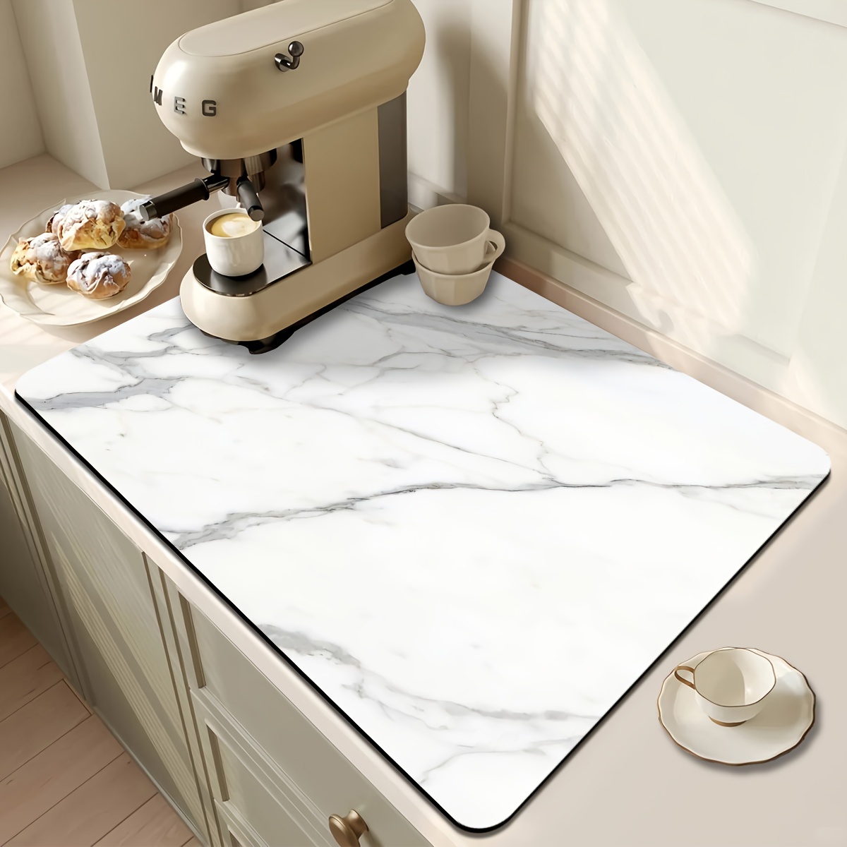 Kitchen Appliances Luxury - Lüks Mermer Desenli Emici Mat, Kaymaz