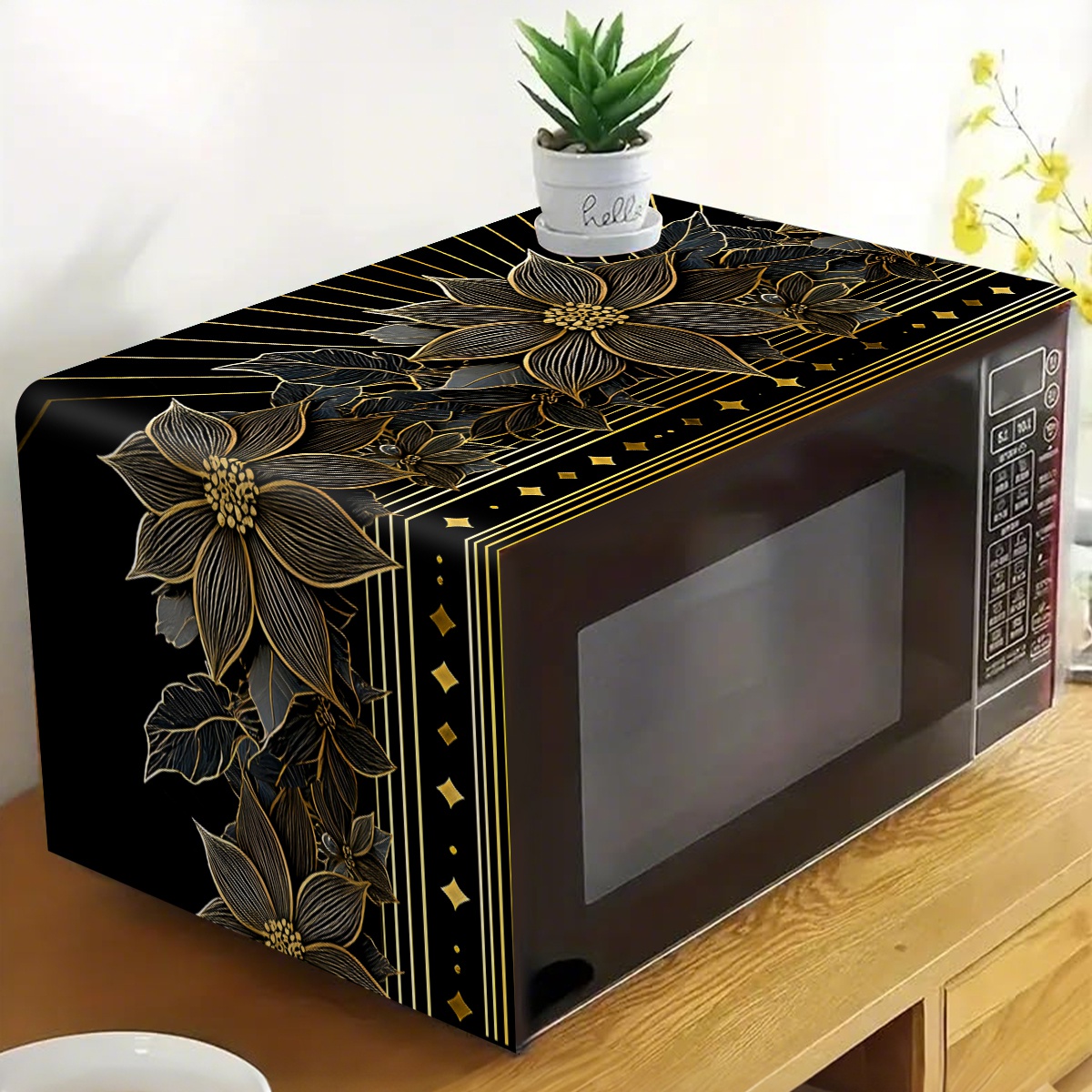 Lüks Siyah Altın Çiçek Mikroda - Kitchen Appliances Luxury incelemesi ve fiyatı